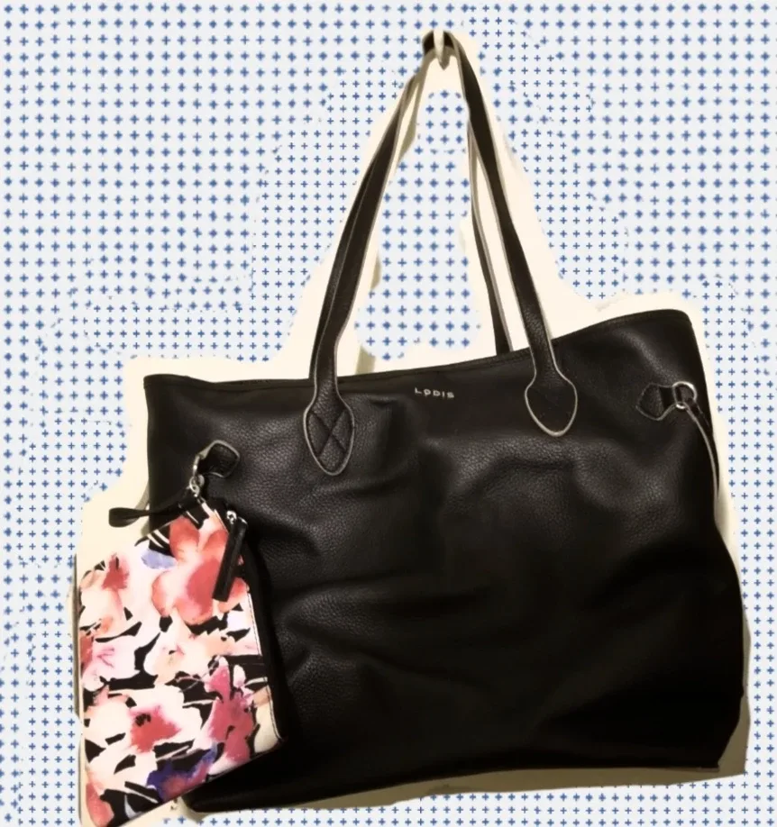 NWOT Lodis Bliss Black Pebbled Leather Large Tote Bag image indicator(2)