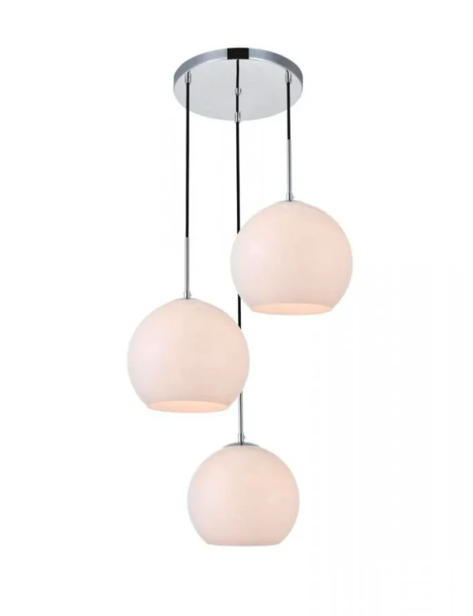 Chrome & White 3-Light Sphere Pendant