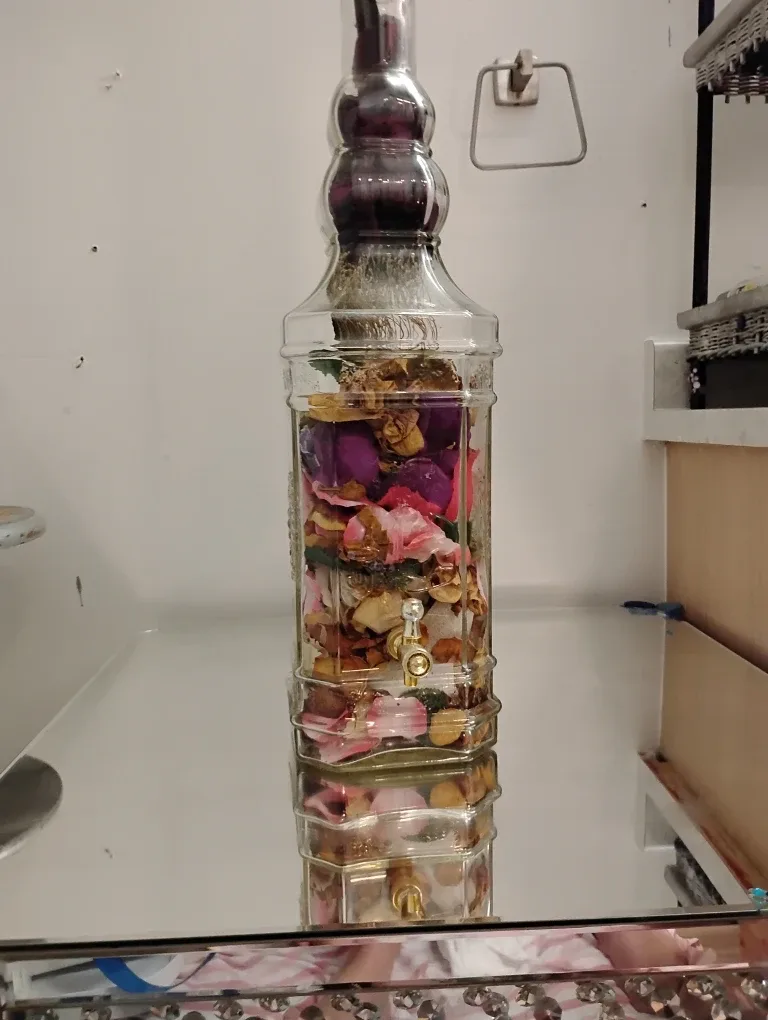 Decorative Glass Bottle with Dried Flowers image indicator(3)