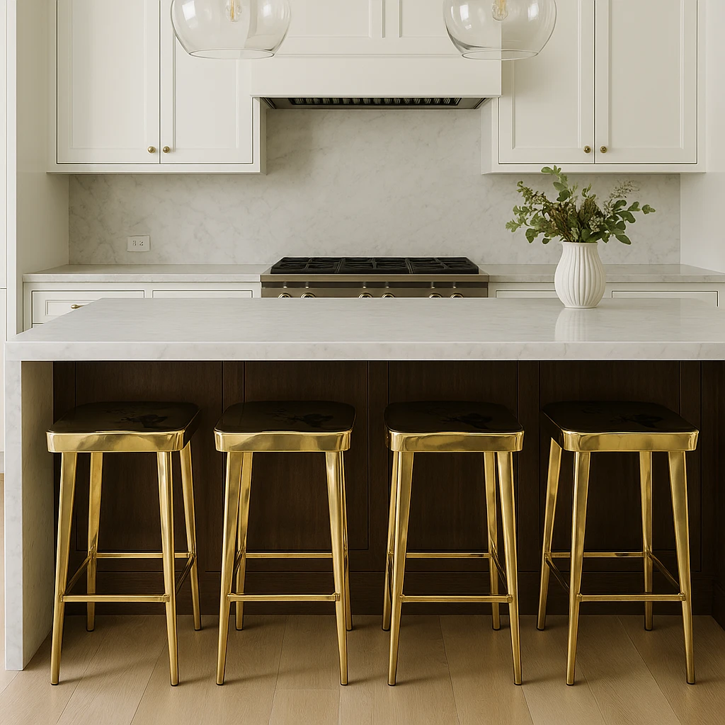 Gold Stainless Steel Counter Stools - photo 3
