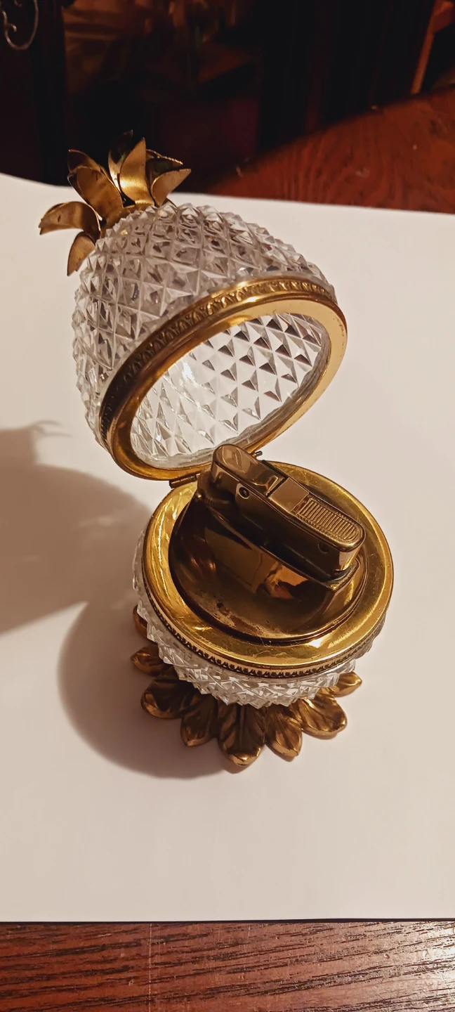 French Depose French Cut Crystal Pineapple Lighter