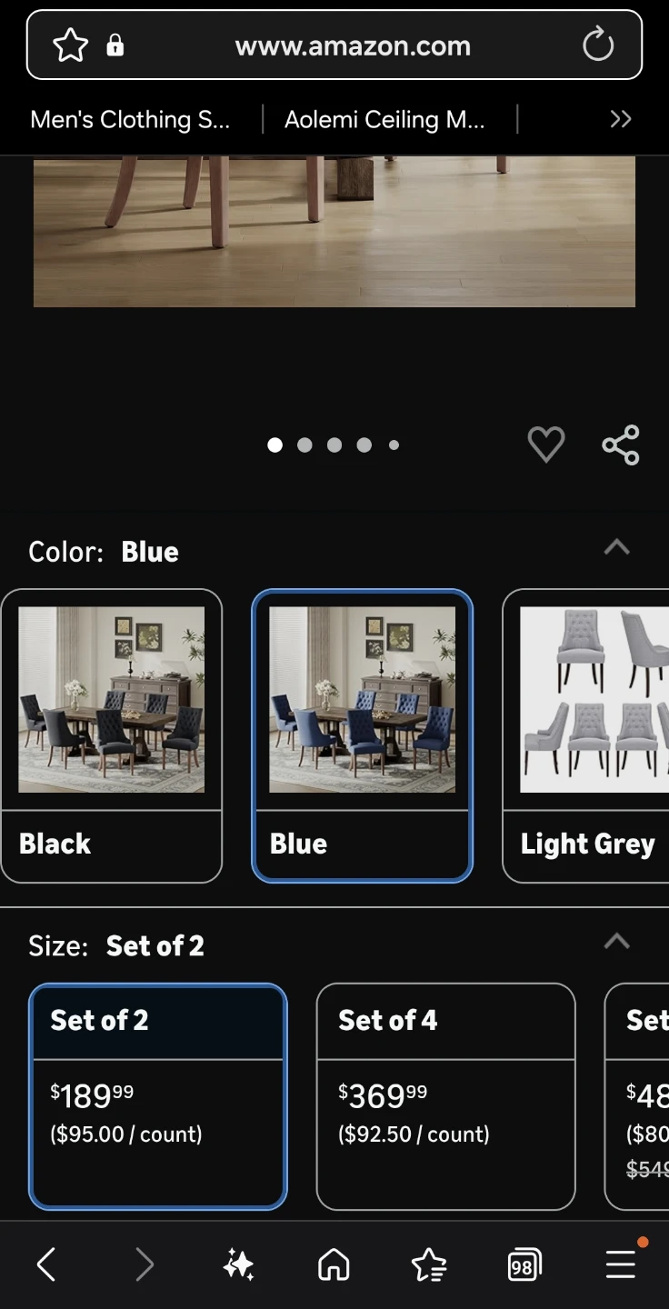 COLAMY Wingback Upholstered Dining Chairs - Blue (Set of 2) - photo 2