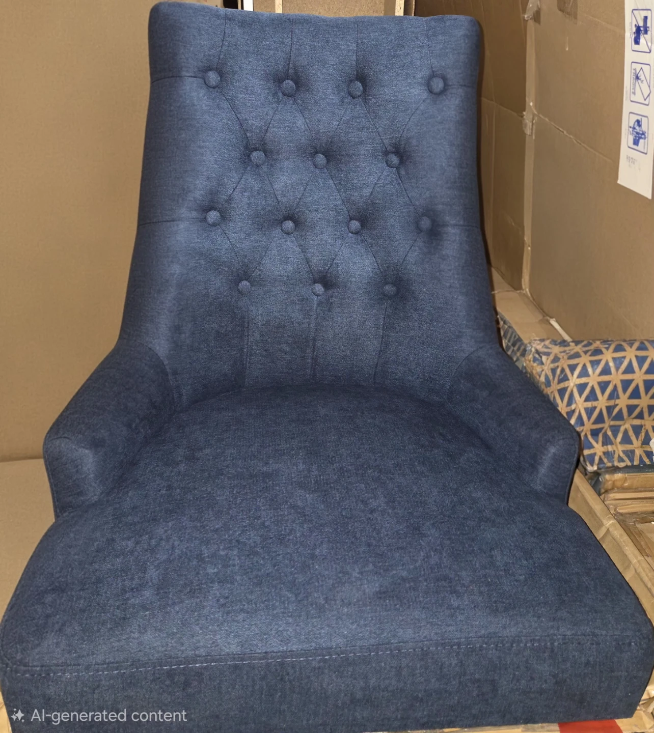 COLAMY Wingback Upholstered Dining Chairs - Blue (Set of 2) - photo 3
