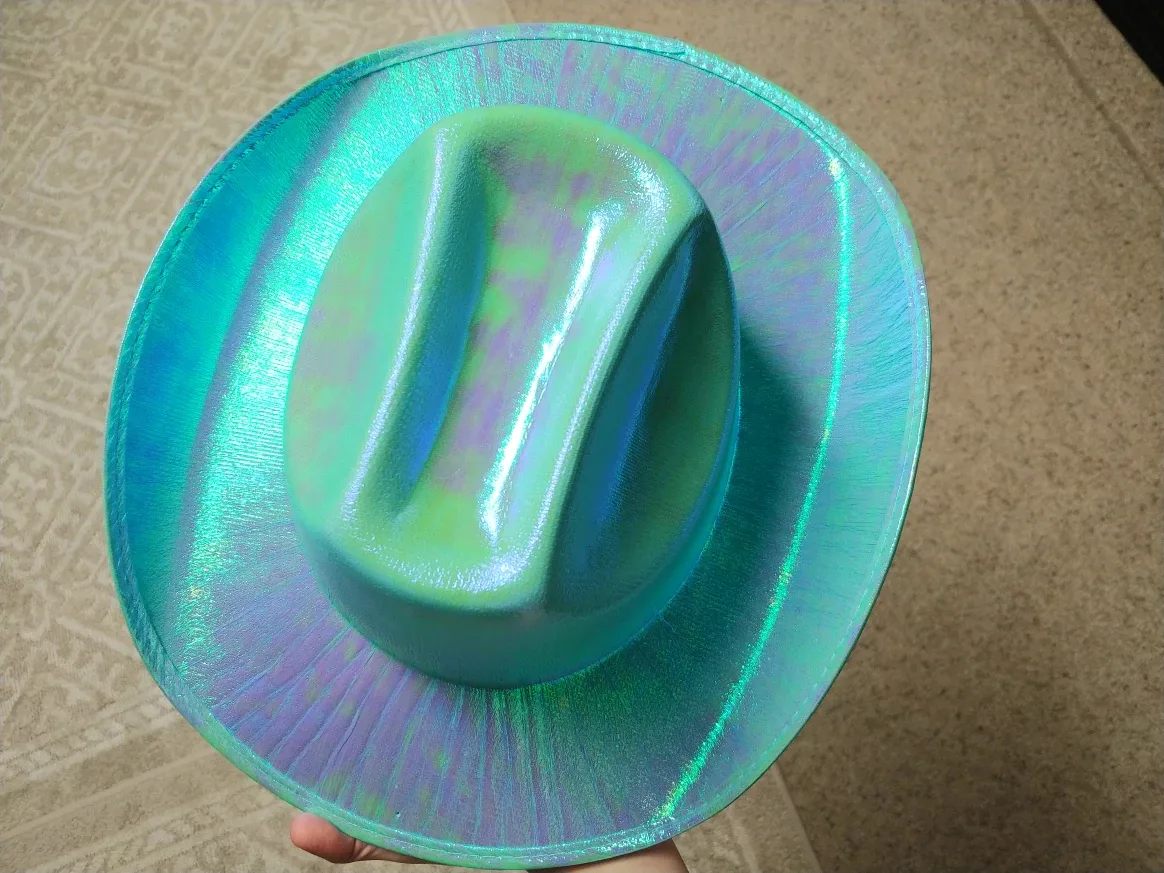 Iridescent/Holographic Turquoise Cowboy Hat image indicator(7)