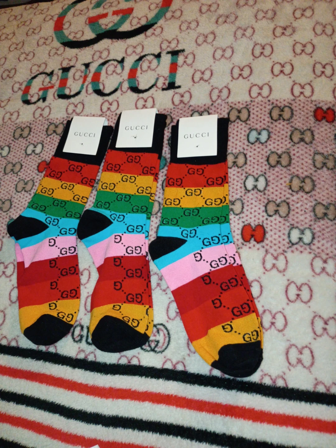 Rainbow Gucci long socks