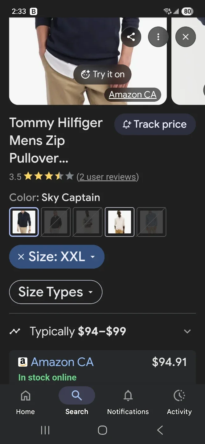 Tommy Hilfiger XXL Black Quarter Zip-Up  Sweater image indicator(5)