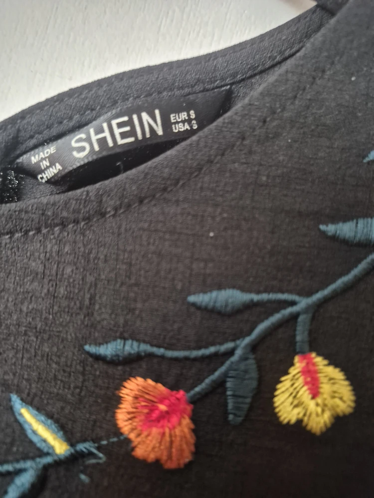 Shein Black Embroidered Dress - Size S - photo 2