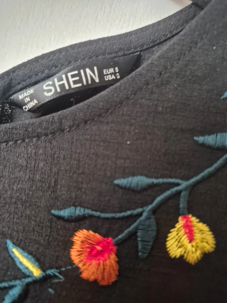 Shein Black Embroidered Dress - Size S image indicator(2)