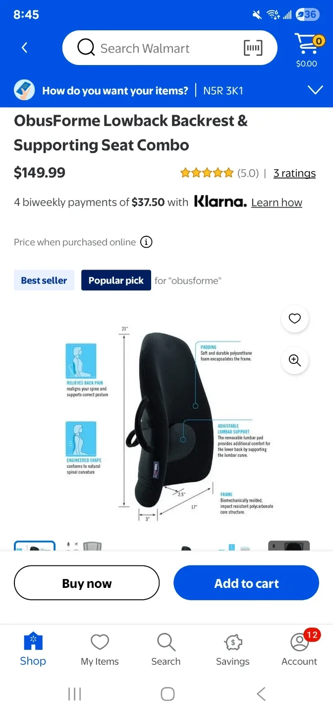 ObusForme Lowback Backrest Support - NEW image indicator(3)