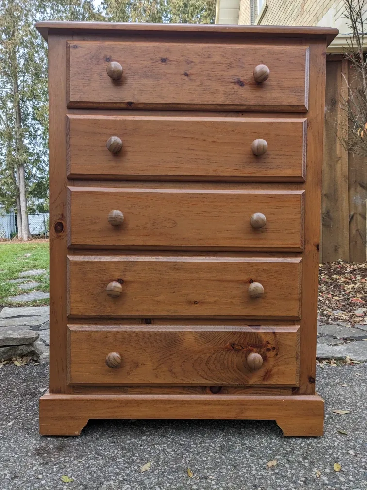 5 Drawer Tallboy Dresser in Solid Pine