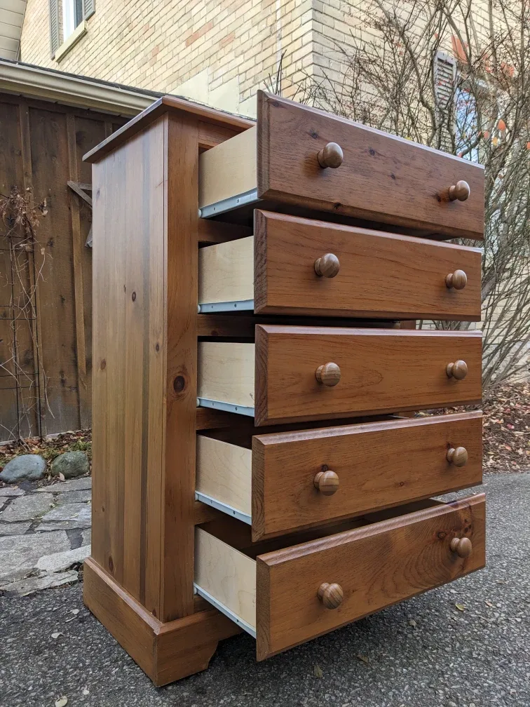 5 Drawer Tallboy Dresser in Solid Pine image indicator(5)