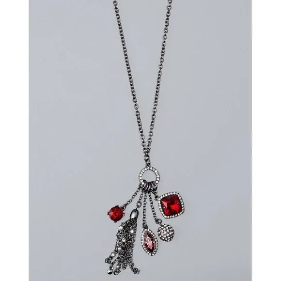 Chico's Red Gemstone Charm Necklace