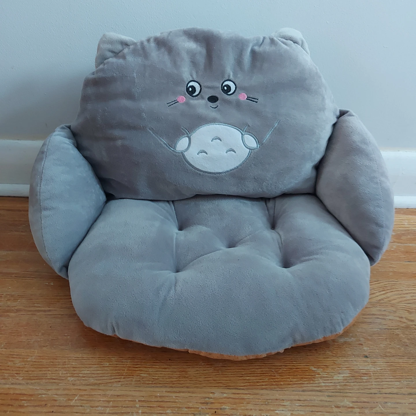 Cute Grey Cat Plush Chair Cushion