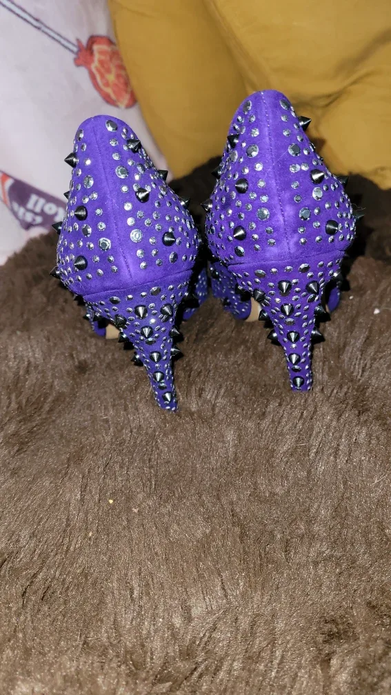 Aldo Perusia-S1 Purple Studded Heels - Size 7 image indicator(4)