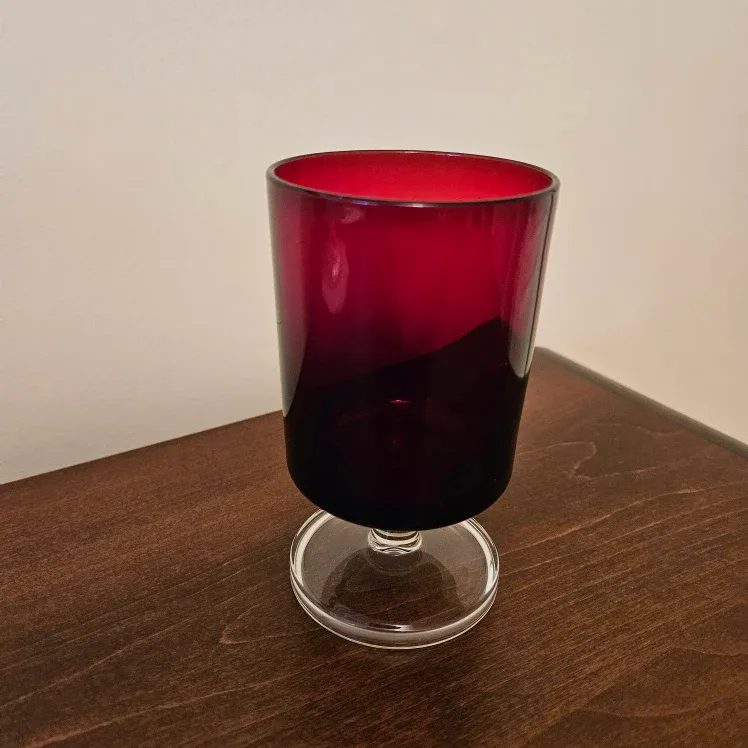 Elegant ruby red glass goblet