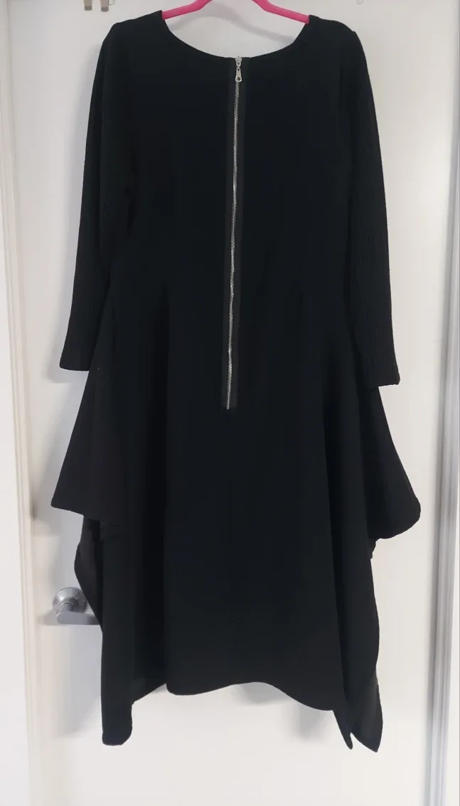 Black Long Sleeve Dress with Colorful Design image indicator(3)