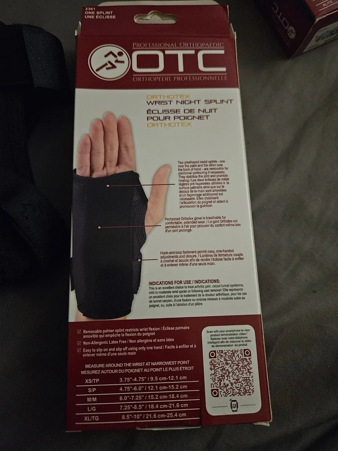 OTC Orthotex Wrist Night Splint - Size Large - R image indicator(2)