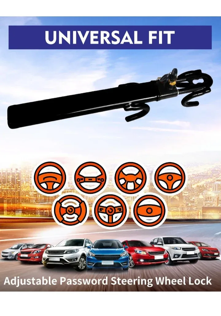 Adjustable Password Steering Wheel Lock - Universal Fit