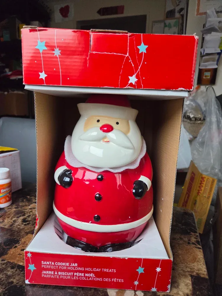 Brand New Big Christmas Santa Ceramic Container with Lid
