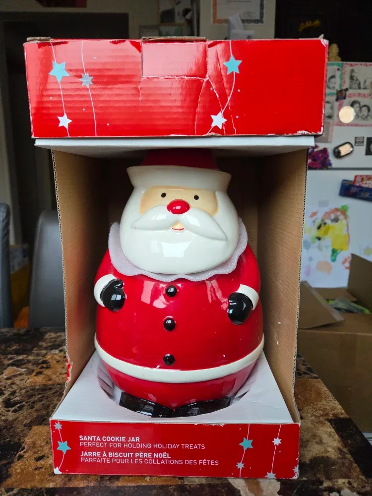 Brand New Big Christmas Santa Ceramic Container with Lid image indicator(2)