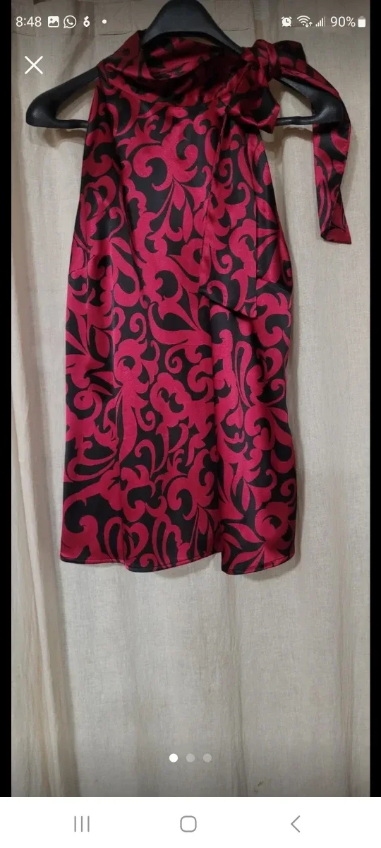 Red & Black Patterned Halter top