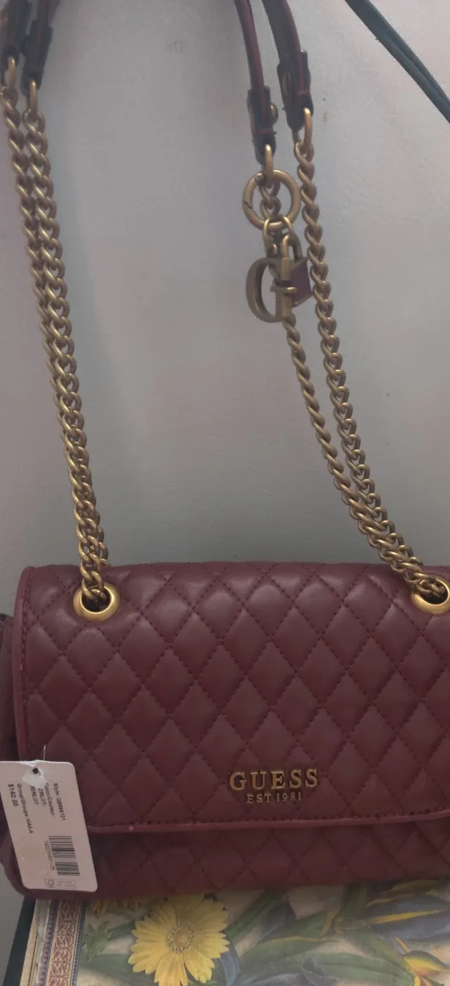 Guess Quilted Burgundy Shoulder/Cross Shoulder Bag image indicator(2)