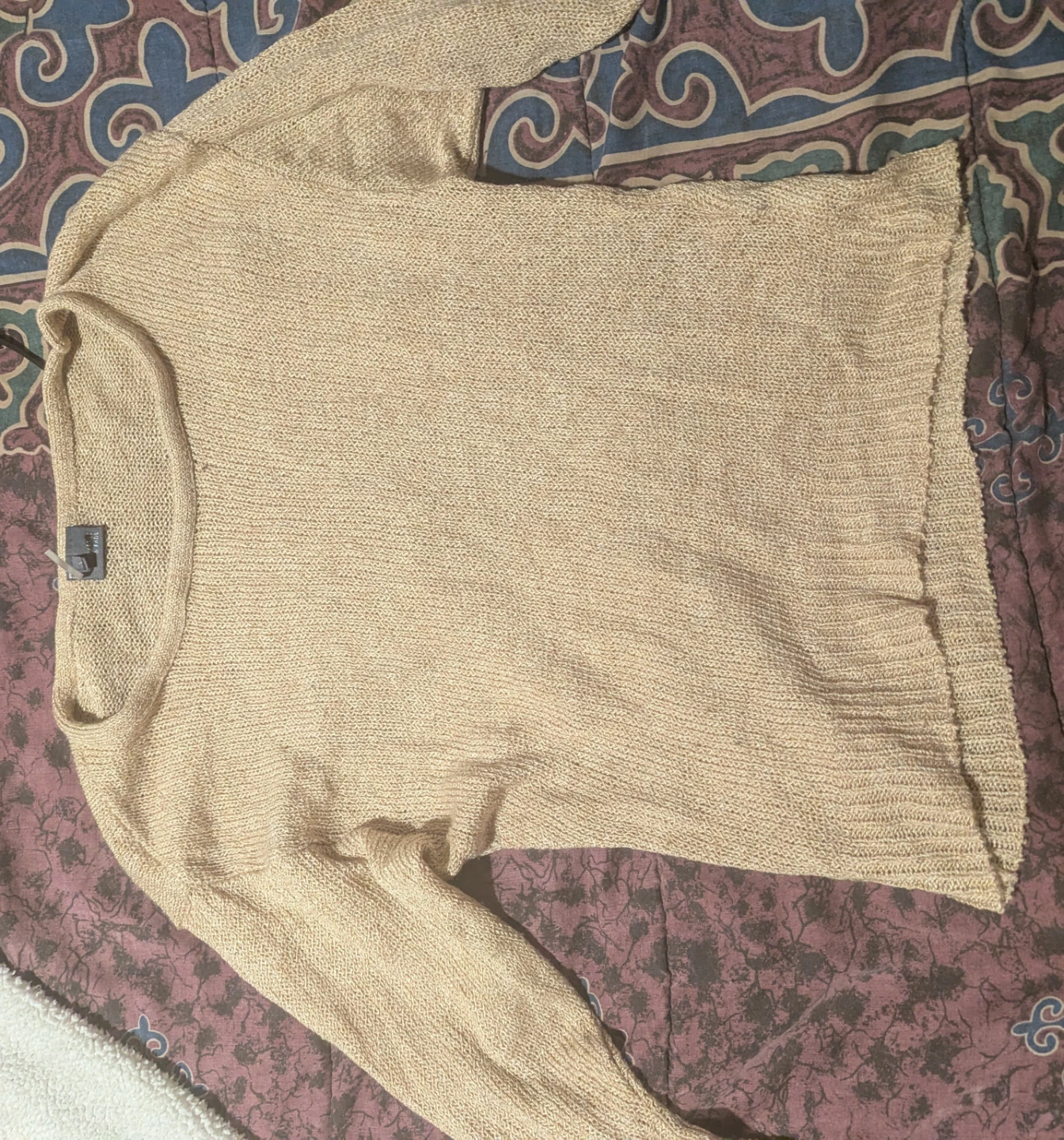 Sparkle & Fade Beige Knit Sweater - Size S