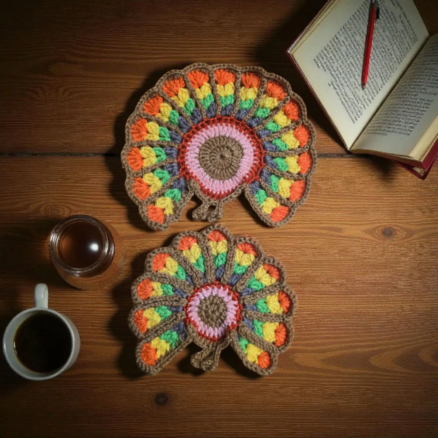 Handmade Crochet Coasters - Set of 2