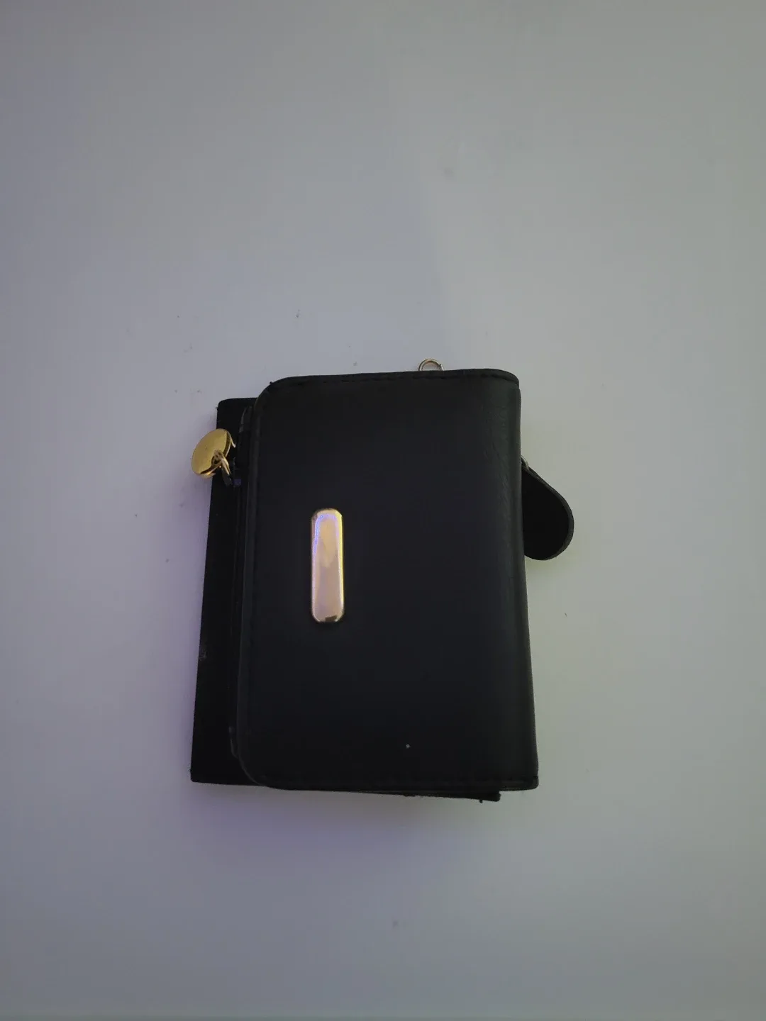 Black Wallet with Gold Zipper