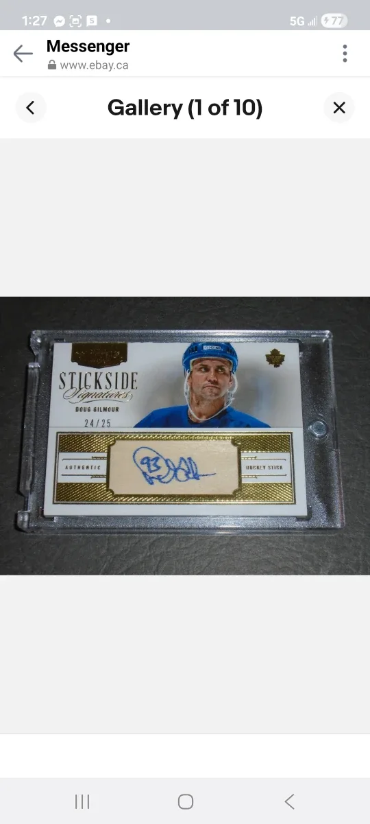 Doug Gilmour Stickside Signature Hockey Card, Maple Leafs
