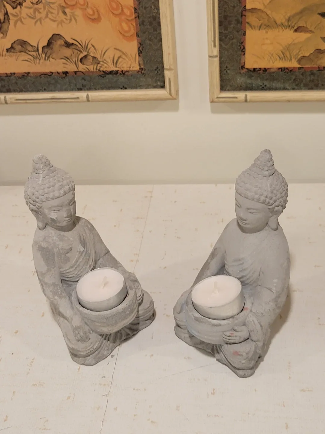 Two Cement Buddha Statue Candle Holders image indicator(5)