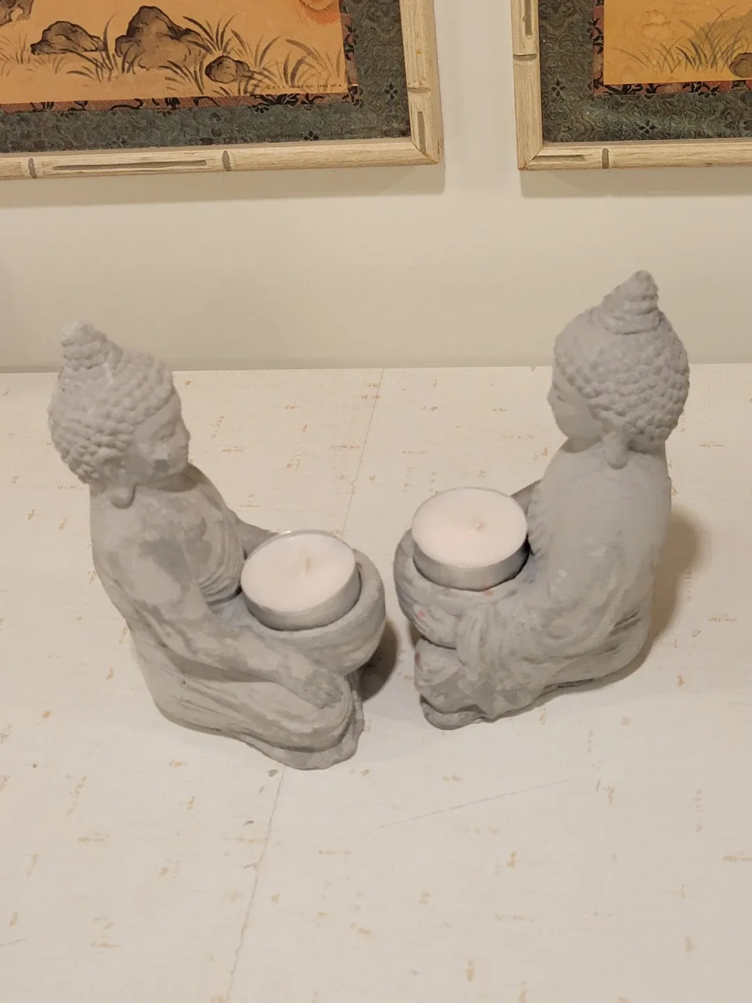 Two Cement Buddha Statue Candle Holders image indicator(7)