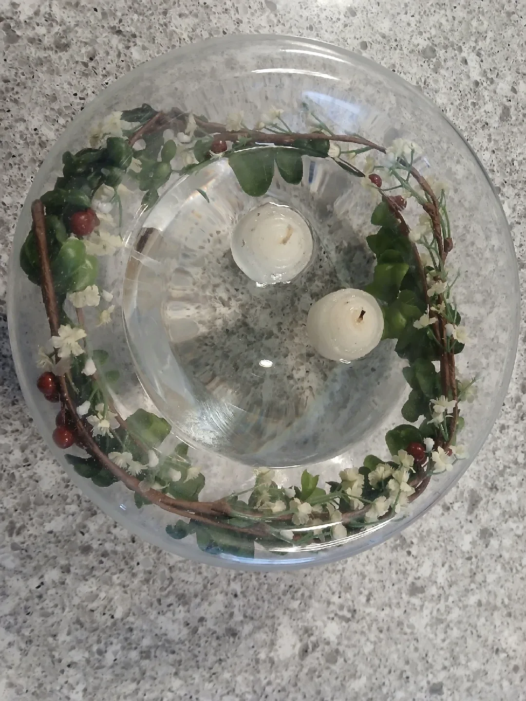 Glass Bowl with Decorative Garland. Non-negotiable. thumbnail