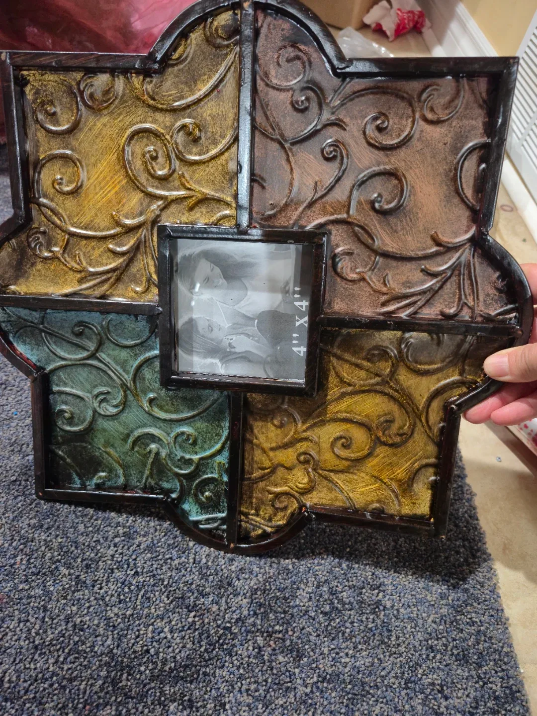 Decorative Metal Photo Frame - Holds 4"x4" Photo image indicator(4)