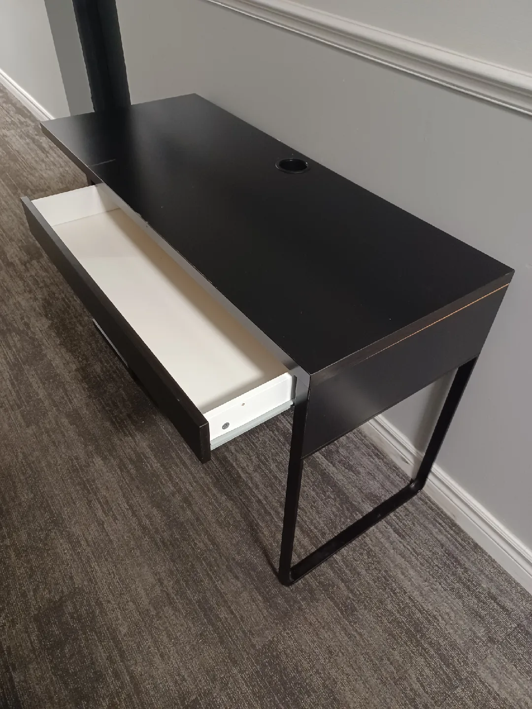 Black Desk with Drawer and Shelves image indicator(3)