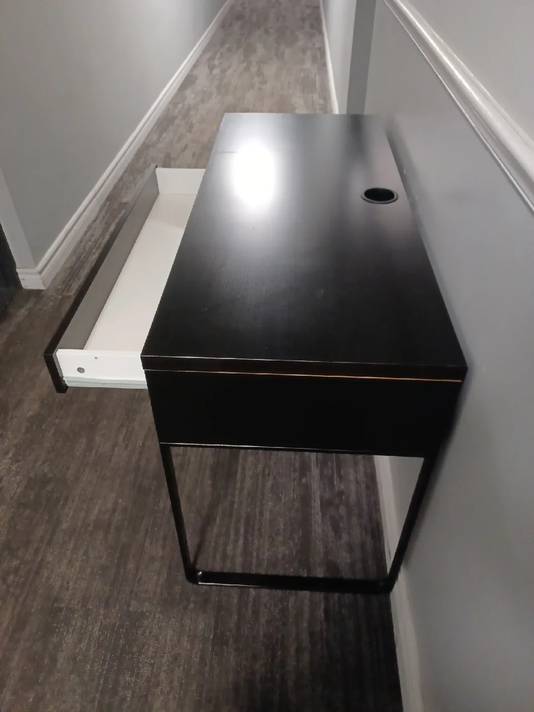 Black Desk with Drawer and Shelves image indicator(4)