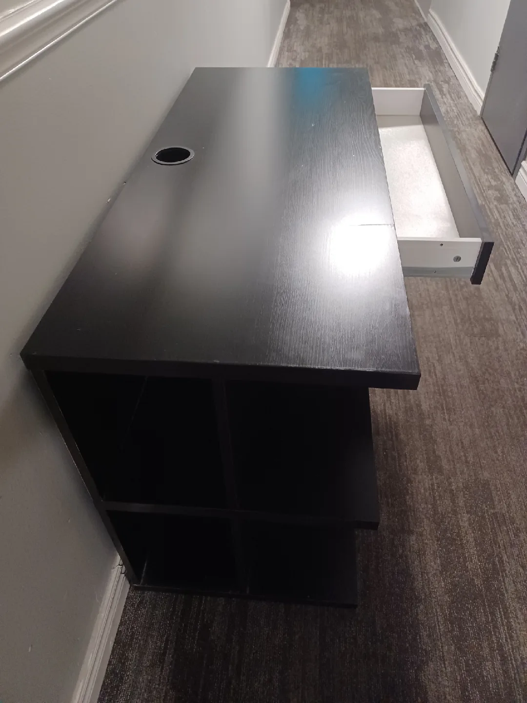 Black Desk with Drawer and Shelves image indicator(5)