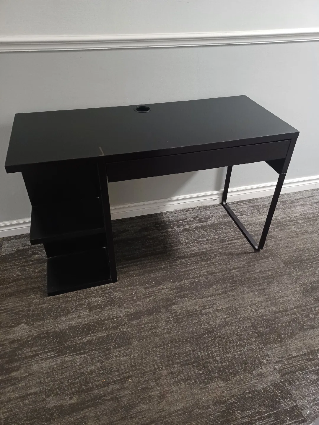 Black Desk with Drawer and Shelves image indicator(6)