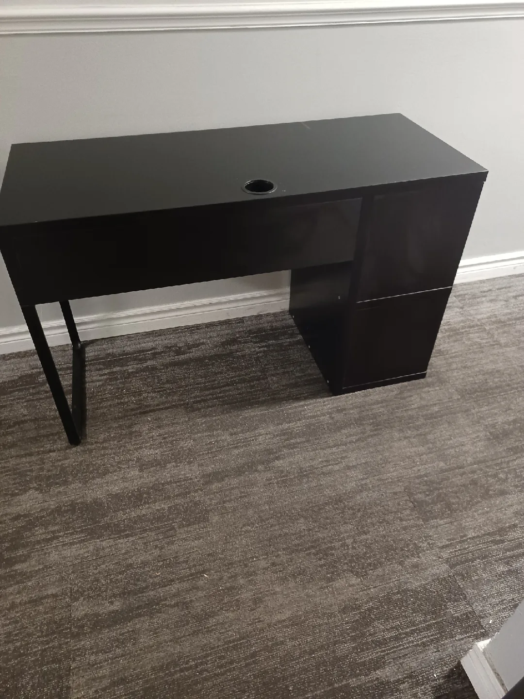 Black Desk with Drawer and Shelves image indicator(7)
