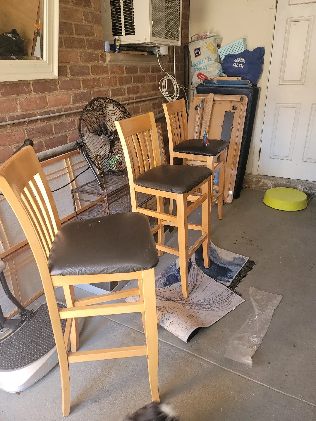 Wooden Bar Stool with Black Leather Seat - 44" Tall image indicator(8)