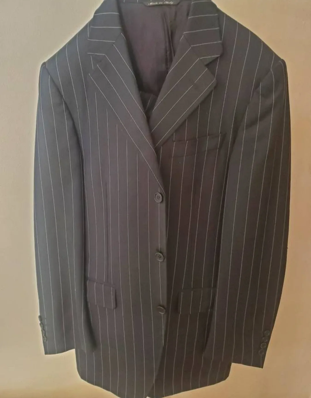 Canali black pinstripe made in italy suit. 36 regular thumbnail