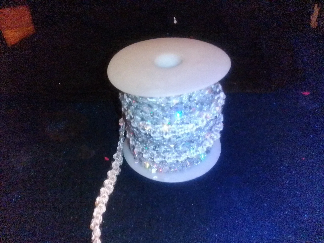 Silver Glitter Beaded Trim