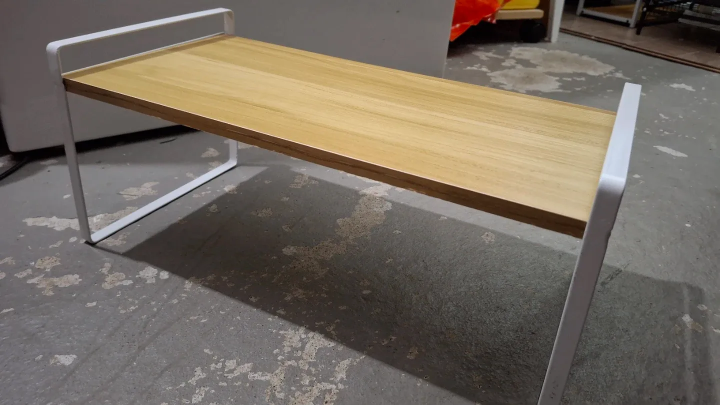 Wood & White Metal Shelf (8" x 16" h: 7") image indicator(3)