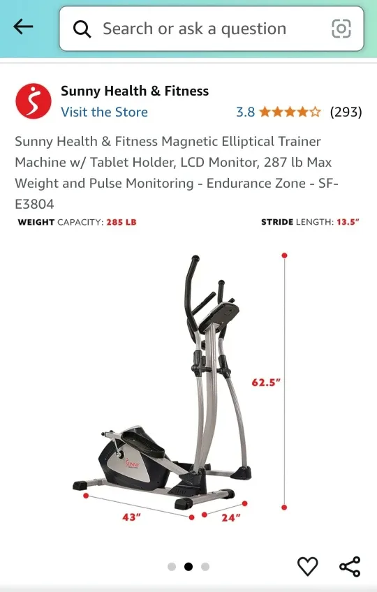 Sunny Health & Fitness Elliptical Trainer SF-E3804 image indicator(3)
