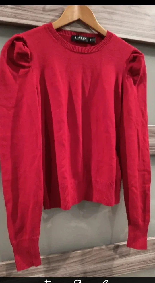Ralph Lauren Red Puff Sleeve Sweater - Size M image indicator(2)