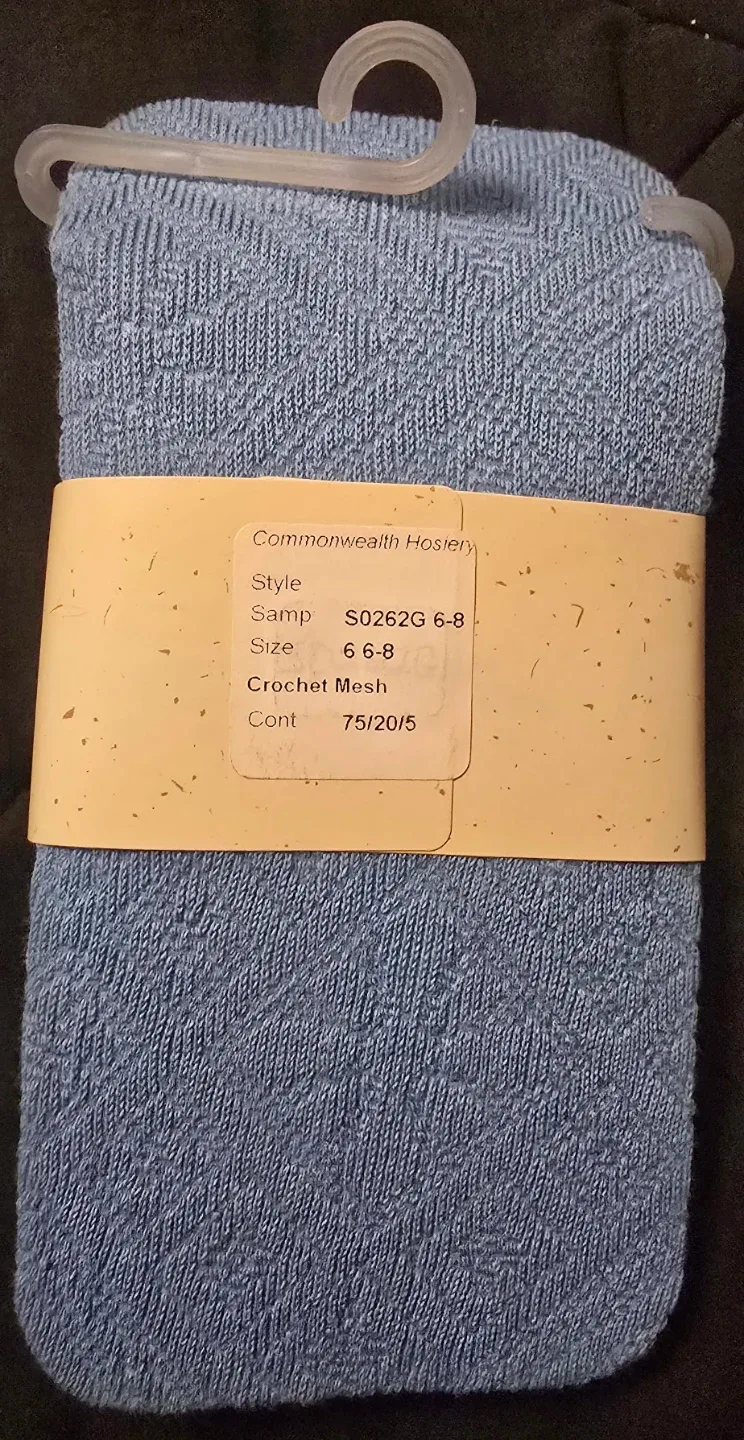 NEW! Girl's Crochet Mesh Design Tights in Blue! Size - 6 - 8 image indicator(3)