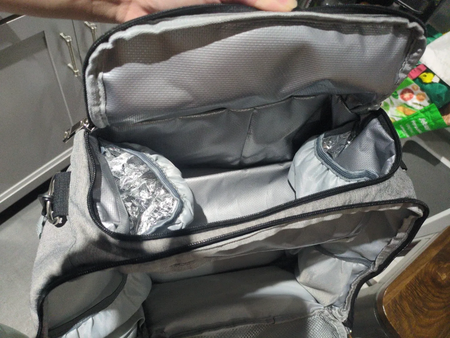 Genny Brodie's Grey Diaper Bag Backpack image indicator(5)