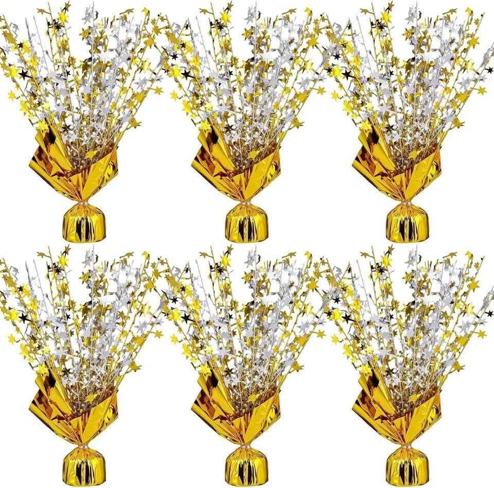 NEW~Metallic Foil Star Table Decor, Gold/Silver (6 PK)