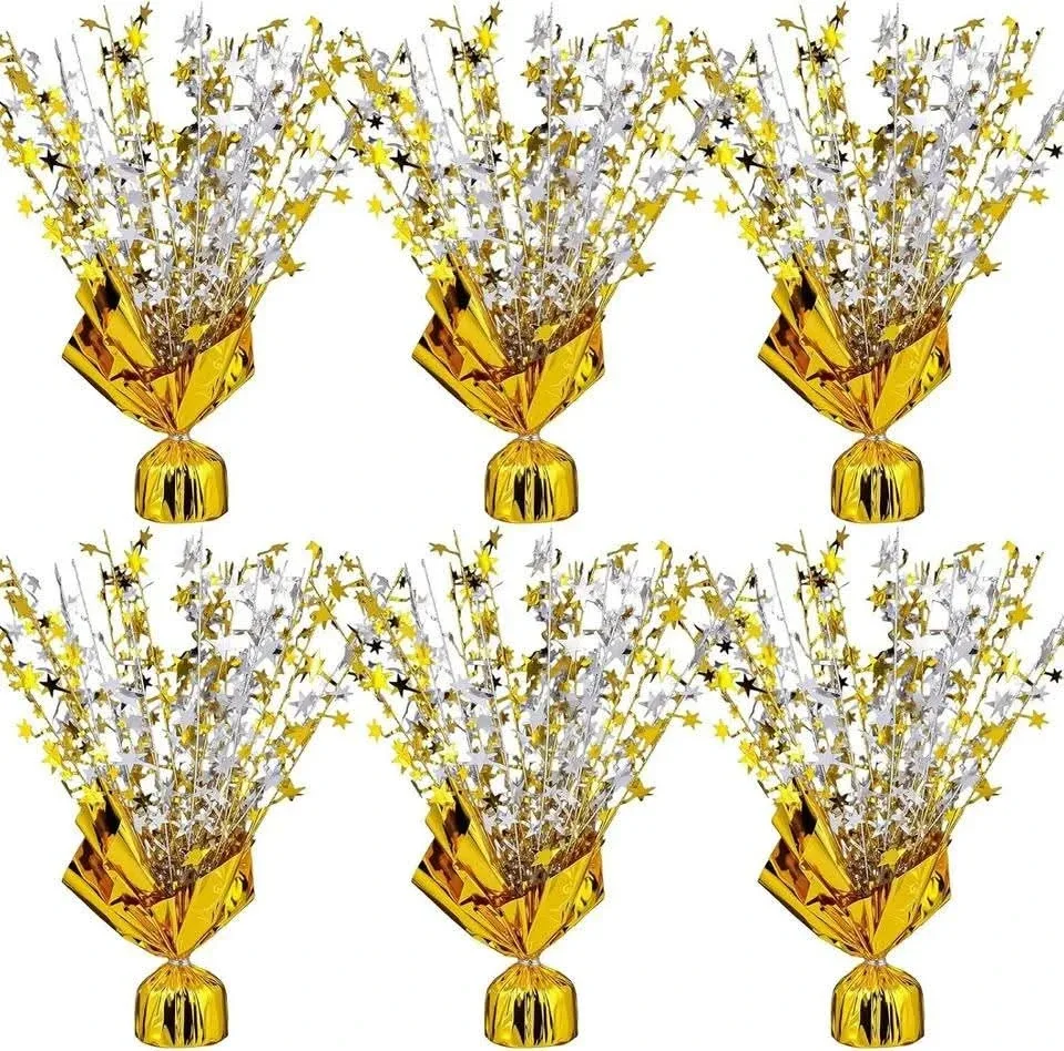 New~Metallic Foil Star Table Decor, Gold Silver(6 PK)