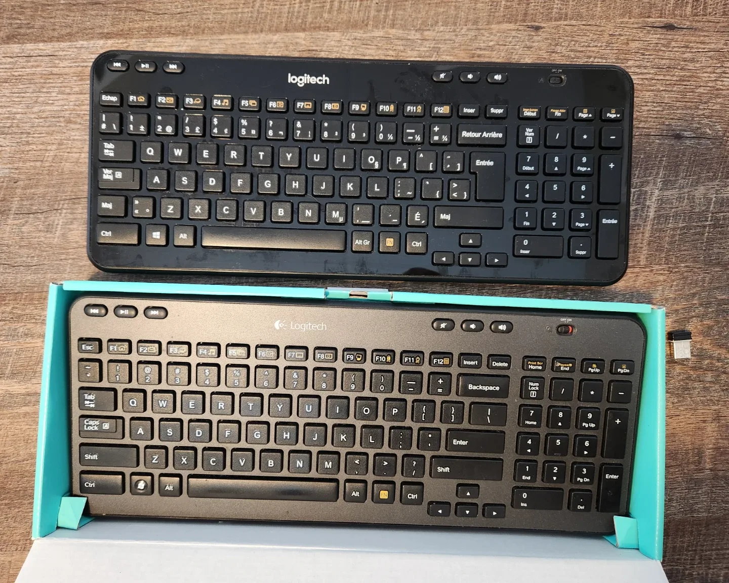 2 Logitech wireless keyboards -  K360 with Unify USB image indicator(2)